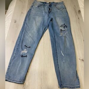 Lost Ink Jeans One Direction Song Titles Embroidered, Light Wash, Size 1X